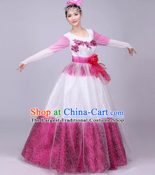 Professional Modern Dance Purple Dress Opening Dance Stage Performance Chorus Costume for Women