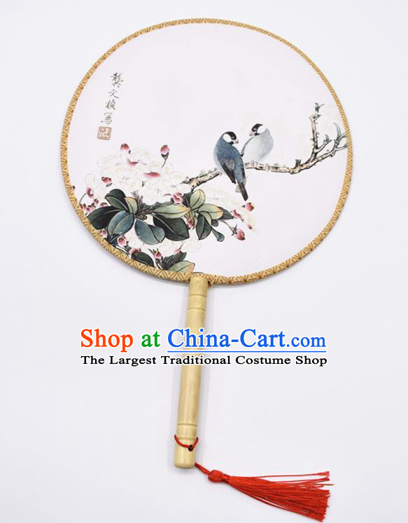 Chinese Ancient Palace Fans Handmade Traditional Printing Begonia Silk Round Fans for Women