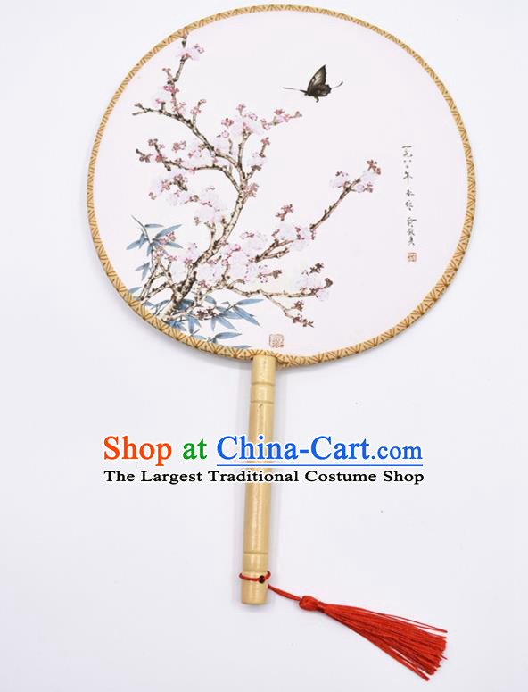 Chinese Ancient Palace Fans Handmade Traditional Printing Silk Round Fans for Women