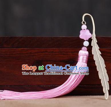 Chinese Ancient Accessories Traditional Pink Tassel Bookmark