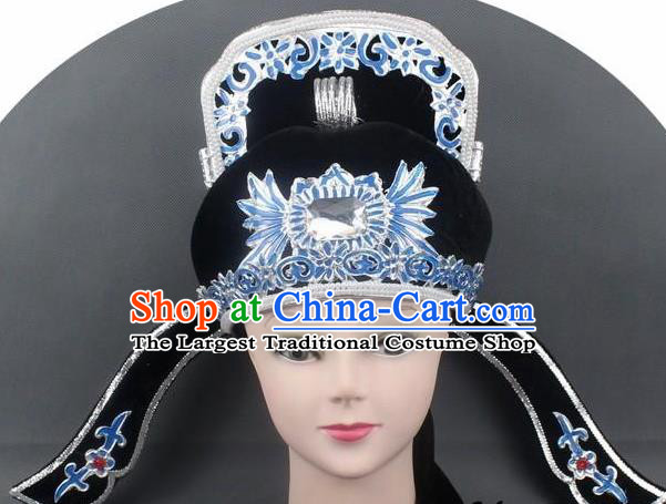 Chinese Ancient Scholar Black Hat Traditional Peking Opera Niche Headwear for Men