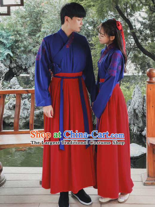 Ancient Chinese Han Dynasty Historical Costumes Swordsman Hanfu Dress for Women for Men