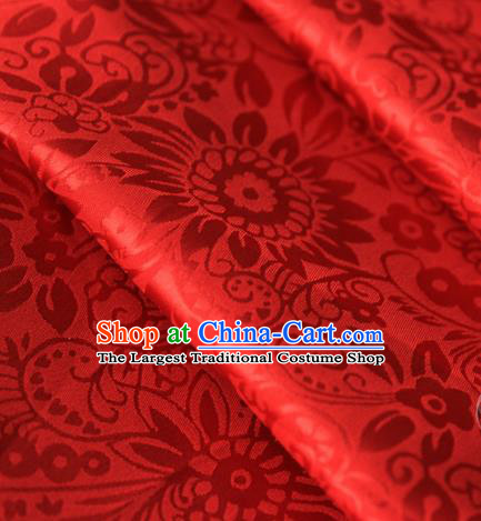 Asian Chinese Traditional Pattern Fabric Red Brocade Silk Fabric Material