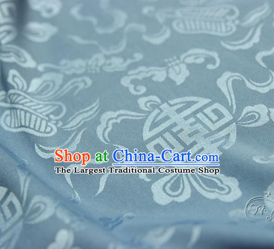 Asian Chinese Traditional Light Blue Silk Fabric Ancient Hanfu Jacquard Brocade Fabric Drapery Material