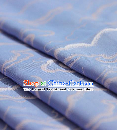 Asian Chinese Traditional Pattern Sky Blue Silk Fabric Ancient Hanfu Brocade Fabric Drapery Material