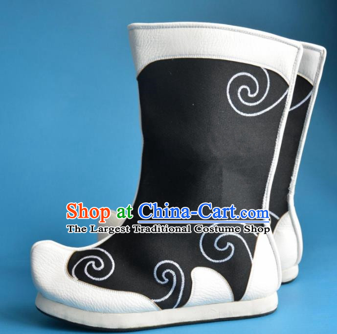 Chinese Traditional Beijing Opera Takefu Shoes Ancient Swordsman Black Boots for Men