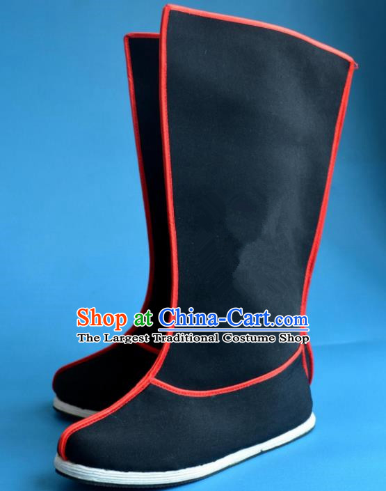 Chinese Traditional Beijing Opera Takefu Cloth Shoes Ancient Swordsman Black Boots for Men