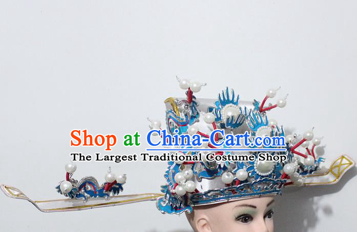 Chinese Traditional Peking Opera Prime Minister White Hat Ancient Chancellor Headwear for Men