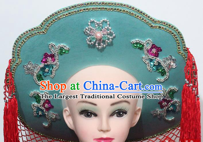 Chinese Traditional Peking Opera Fishing Female Hat Ancient Swordswoman Green Hat for Women