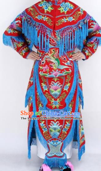 Chinese Traditional Peking Opera Young Lady Costumes Ancient Female General Red Dress for Women