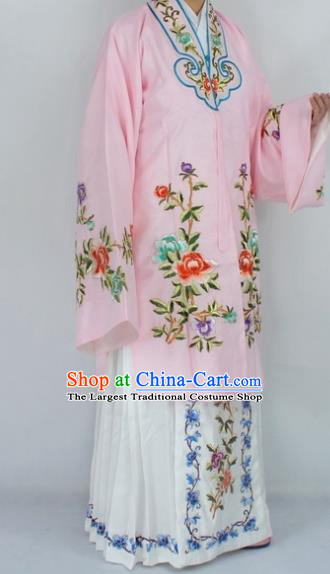 Chinese Traditional Peking Opera Nobility Lady Pink Costumes Ancient Princess Embroidered Cloak for Women