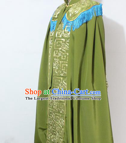 Chinese Traditional Peking Opera Old Lady Costumes Ancient Female General Embroidered Green Cloak for Women