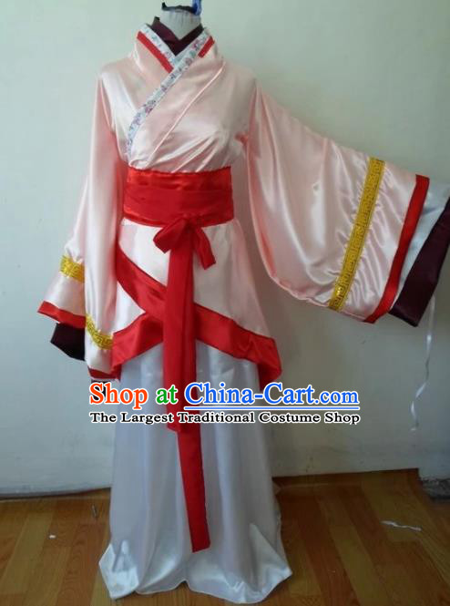 Traditional Chinese Han Dynasty Classical Dance Costumes Ancient Imperial Consort Pink Hanfu Dress for Women