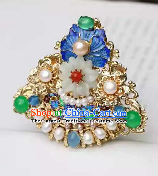 Chinese Traditional Hair Accessories Ancient Handmade Hanfu Cloisonne Hairpins Hair Crown for Women