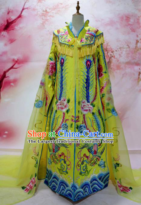 Traditional Chinese Tang Dynasty Historical Costumes Ancient Empress Embroidered Yellow Hanfu Dress for Women