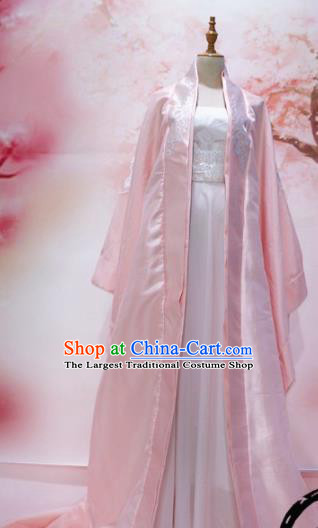 Traditional Chinese Tang Dynasty Historical Costumes Ancient Empress Embroidered Pink Hanfu Dress for Women