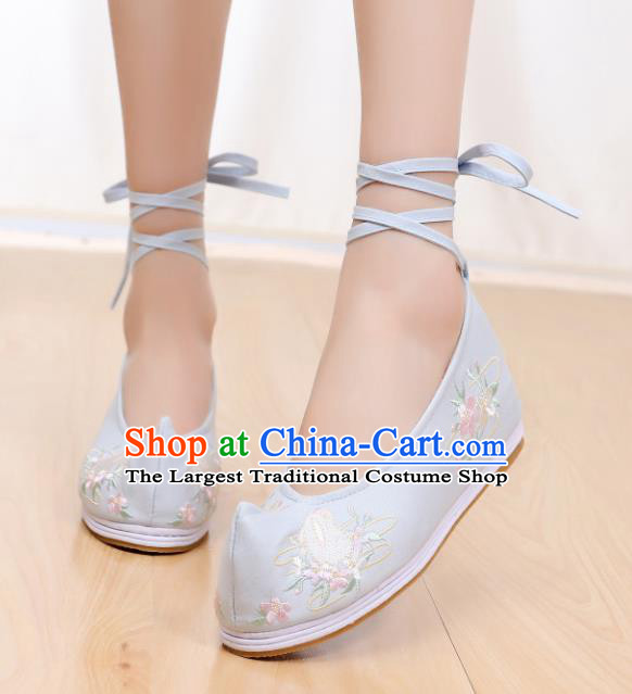 Chinese Traditional National Shoes Ancient Hanfu Shoes Green Embroidered Shoes for Women