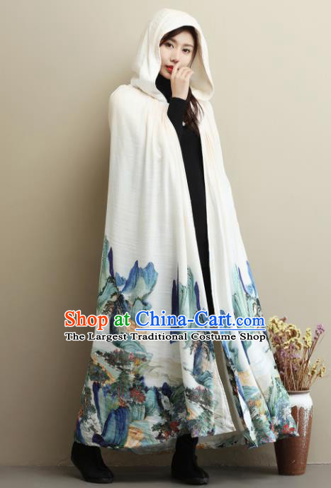 Traditional Chinese Ancient Princess Costumes White Cloak for Women