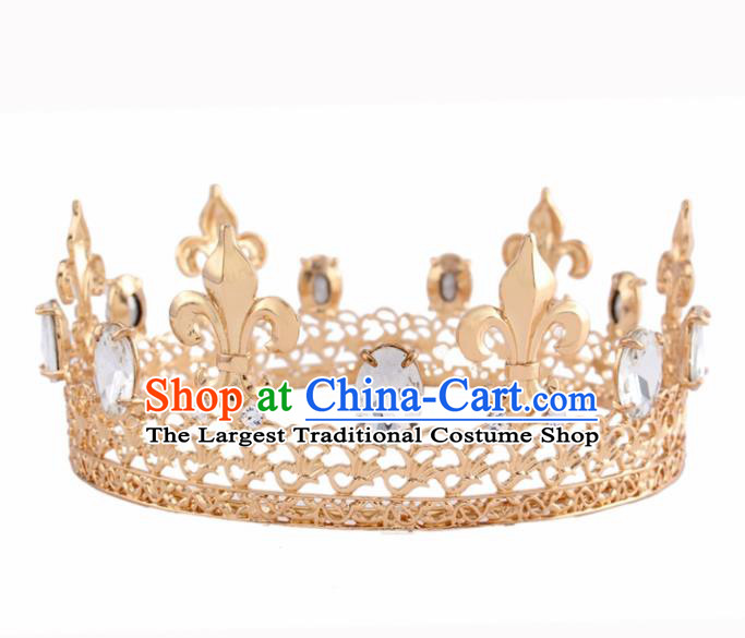 Baroque Style Hair Accessories Queen Crystal Golden Royal Crown for Women