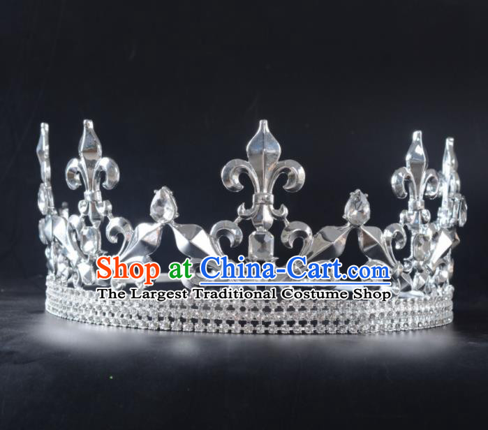 Baroque Style Hair Accessories Queen Crystal Argent Royal Crown for Women