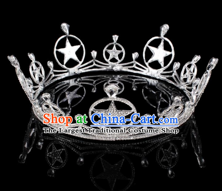 Baroque Style Bride Hair Accessories Queen Retro Crystal Stars Royal Crown for Women