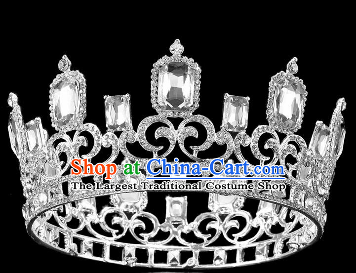 Handmade Wedding Queen Rhinestone Royal Crown Baroque Retro Hair Accessories for Women