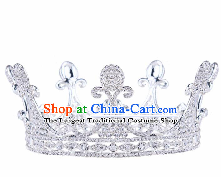 Handmade Wedding Bride Rhinestone Hair Accessories Baroque Queen Retro Royal Crown for Women