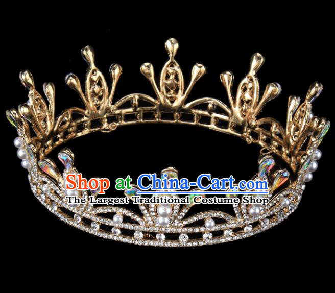 Top Grade Wedding Bride Hair Accessories Baroque Princess Retro Court Pearls Royal Crown for Women