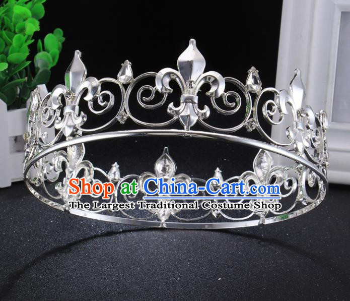 Top Grade Argent Royal Crown Baroque Princess Retro Wedding Bride Hair Accessories for Women