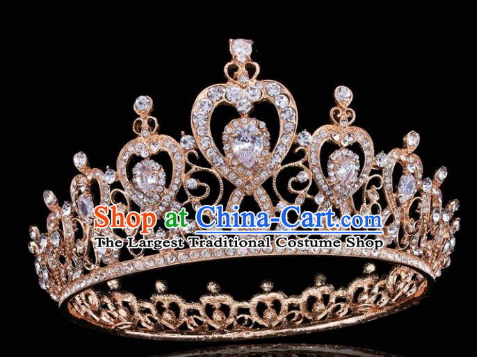 Top Grade Retro Golden Royal Crown Baroque Queen Wedding Bride Hair Accessories for Women