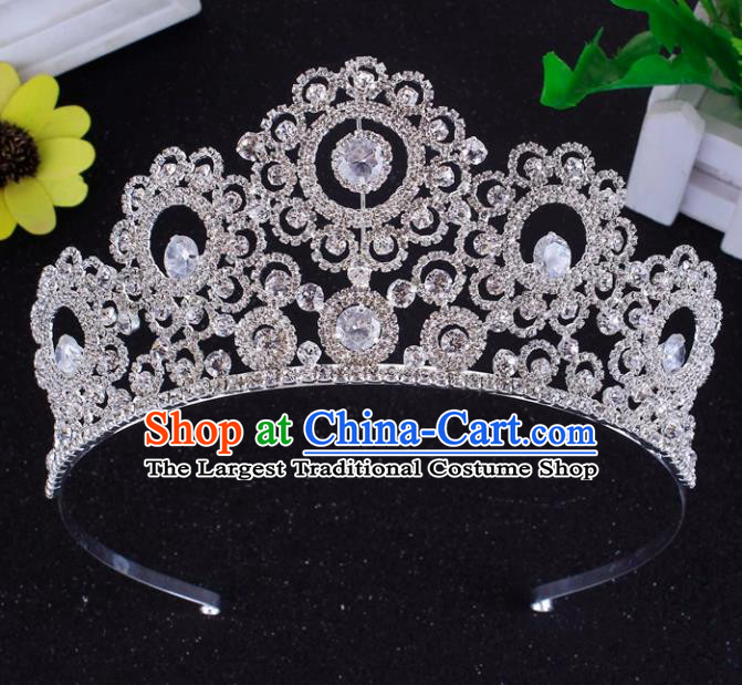 Top Grade Baroque Style Zircon Royal Crown Bride Retro Wedding Hair Accessories for Women