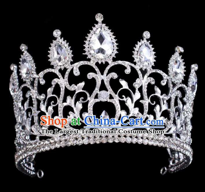 Handmade Wedding Hair Jewelry Accessories Baroque Queen Crystal Royal Crown for Women