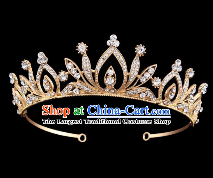 Top Grade Baroque Court Princess Golden Crystal Hair Clasp Bride Wedding Hair Jewelry Accessories for Women