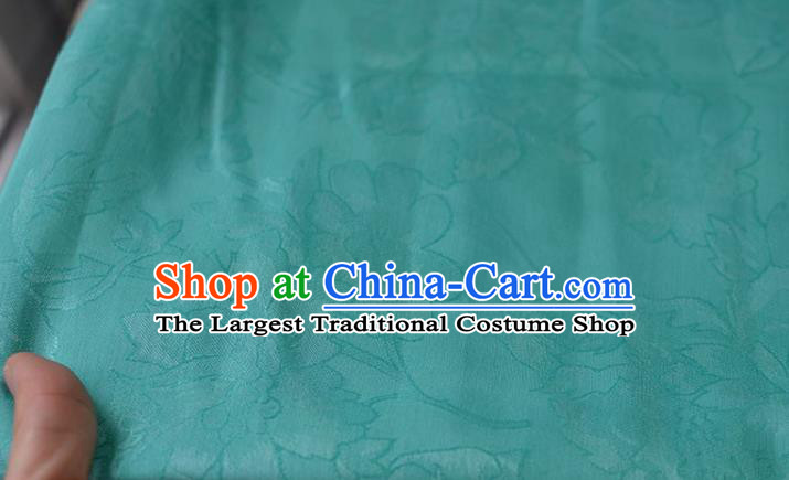 Asian Chinese Traditional Paeonin Pattern Green Cotton Fabric Chinese Costume Fabric Material