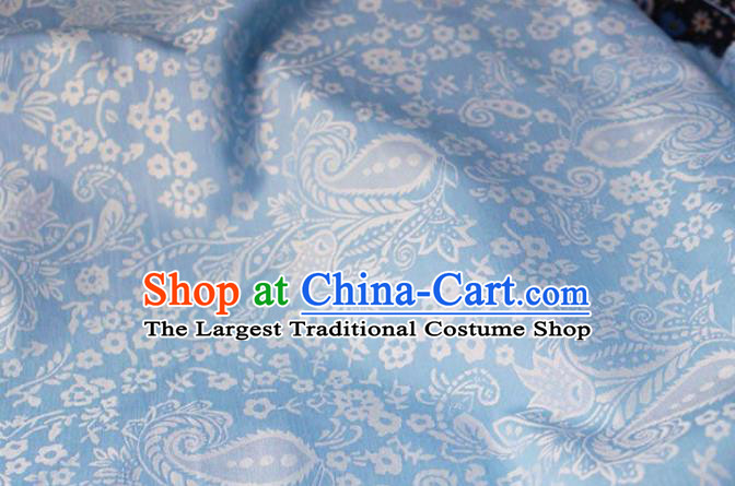 Asian Chinese Fabric Traditional Classical Pattern Design Blue Brocade Fabric Chinese Costume Silk Fabric Material