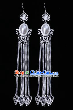 Chinese Traditional Ethnic Jewelry Accessories Eardrop Mongolian Minority Tassel Earrings for Women