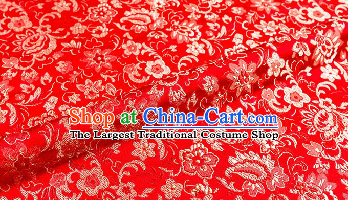 Asian Chinese Red Brocade Fabric Traditional Flowers Pattern Design Satin Pillow Silk Fabric Material