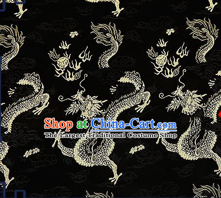 Chinese Traditional Black Brocade Fabric Asian Dragons Pattern Design Satin Tang Suit Silk Fabric Material