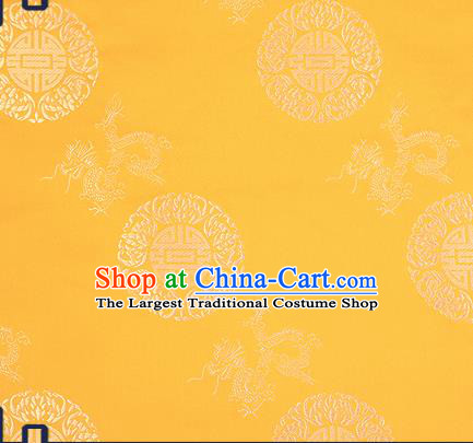 Traditional Chinese Golden Brocade Drapery Classical Dragon Pattern Design Satin Cushion Silk Fabric Material