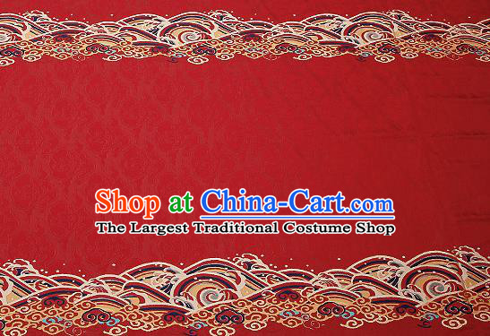 Traditional Chinese Red Satin Brocade Drapery Classical Embroidery Clouds Pattern Design Cushion Silk Fabric Material