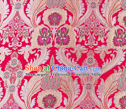 Traditional Chinese Tang Suit Rosy Nanjing Brocade Material Silk Fabric Classical Pattern Design Satin Drapery