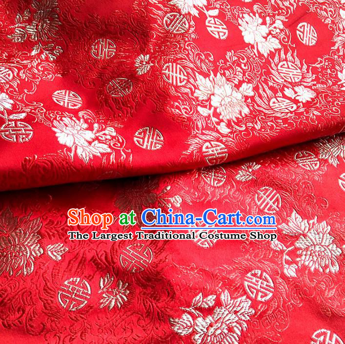 Asian Chinese Traditional Satin Fabric Tang Suit Red Brocade Silk Material Classical Pattern Design Drapery