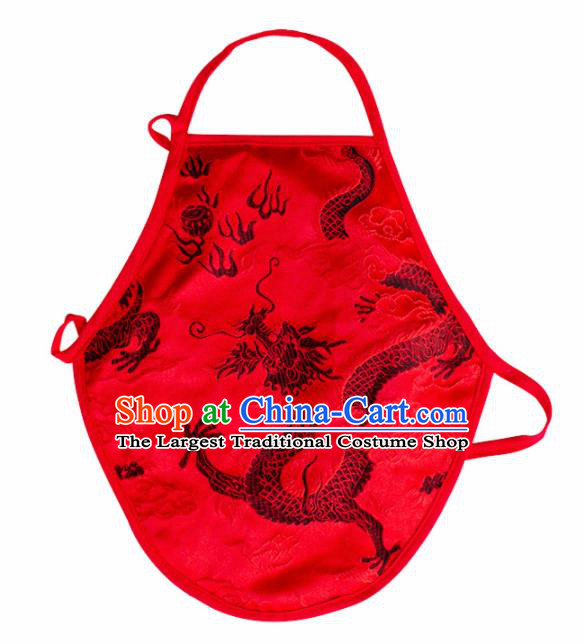 Chinese Classical Embroidered Dragon Brocade Bellyband Traditional Baby Red Silk Stomachers for Kids