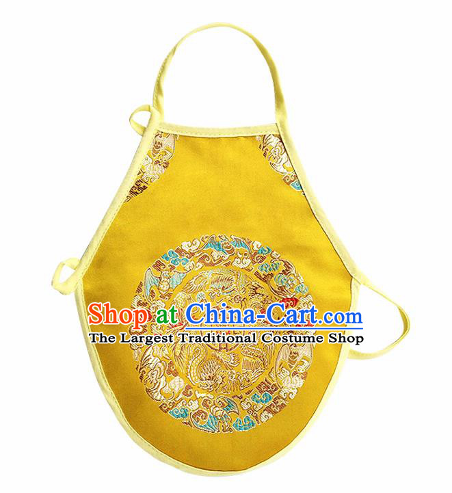 Chinese Classical Brocade Bellyband Traditional Baby Embroidered Dragon Yellow Silk Stomachers for Kids