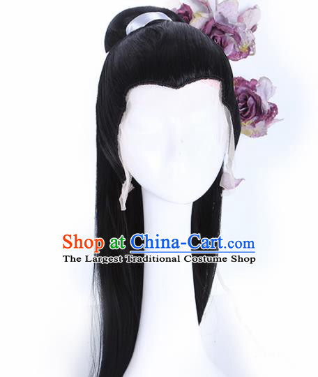 Traditional Chinese Drama Swordsman Peruke Handmade Wigs Ancient Nobility Childe Chignon for Men