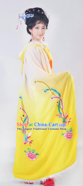 Chinese Traditional Peking Opera Actress Costumes Ancient Imperial Concubine Yellow Cloak for Adults