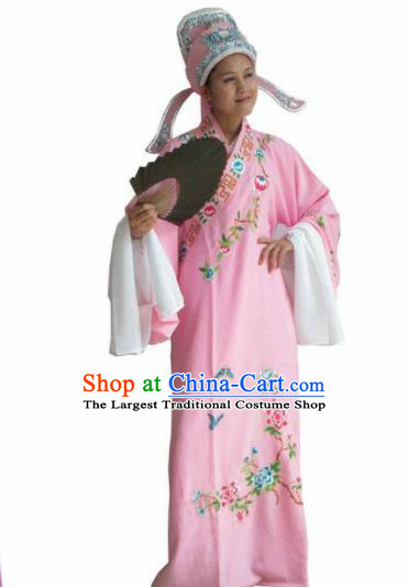 Chinese Traditional Peking Opera Niche Costume Ancient Scholar Pink Robe for Adults