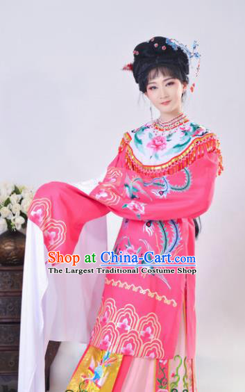 Chinese Traditional Peking Opera Queen Costumes Ancient Empress Rosy Dress for Adults