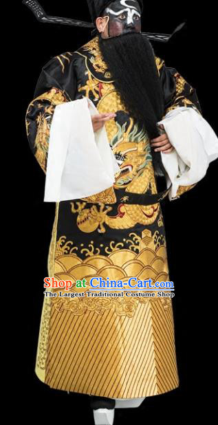 Chinese Traditional Peking Opera Chancellor Costume Ancient Bao Zheng Black Embroidered Robe for Adults