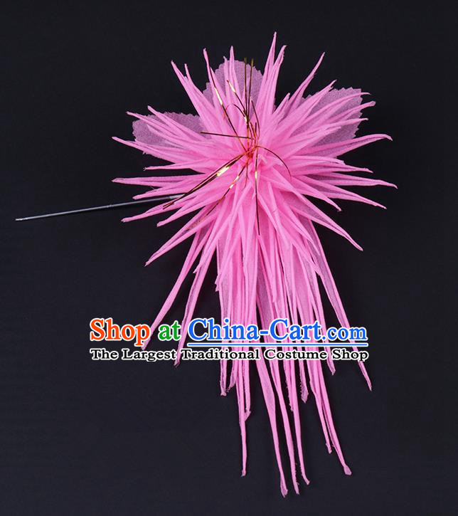 Chinese Traditional Peking Opera Hair Accessories Ancient Pink Chrysanthemum Hairpins for Women